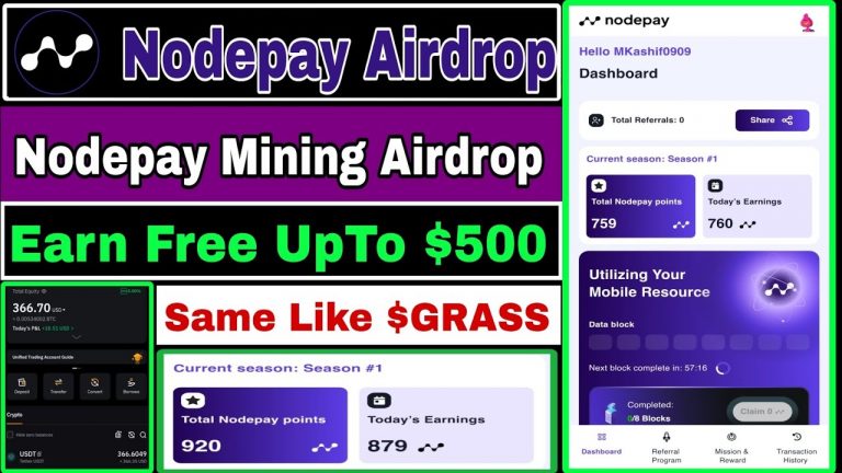 NodePay Mining Airdrop | Earn Free UpTo 500$ | Same Like $GRASS | Nodepay Airdrop Season 1 Update