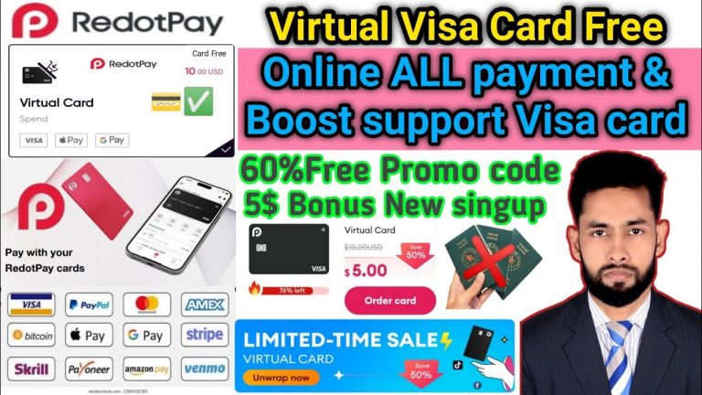 Redotpay Visa card in Bangladesh || 5$ Bonus 60% Offers Redotpay Virtual visa card 2025!