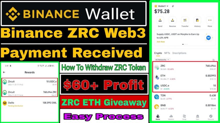 Binance ZRC Web3 Airdrop Payment Received | How To Withdraw ZRC Token | Binance Web3 Wallet Airdrop