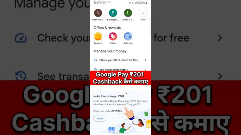 Google pay referral code kaise use kare ! Google pay 201 cashback ? Google pay refer code kaise dale