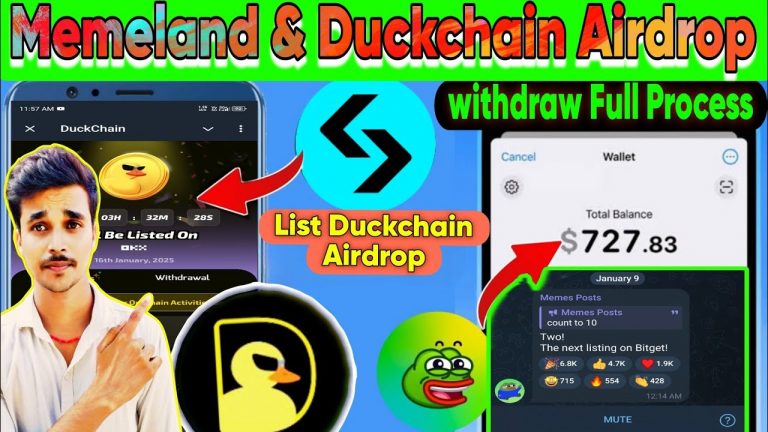 Memeland airdrop new update | Duckchain airdrop withdraw process | Duckchain withdraw bitget Ex..